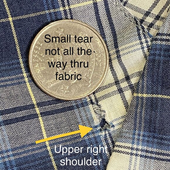 Vtg Plains Western Wear Pearl Snap Cowboy Shirt Sz L Blue Plaid LS Cowboycore - Picture 6 of 9